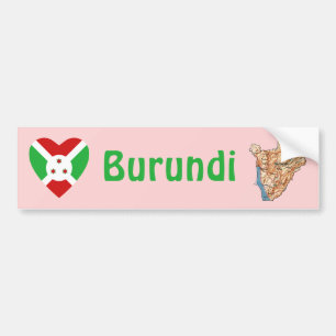 Burundi Vlag Hart + Landkaart Bumpersticker