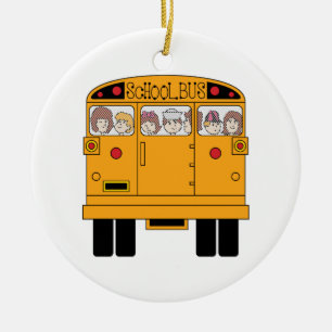 Bus achteraan school keramisch ornament