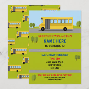 Bus Birthday Invitation Buses Kaart