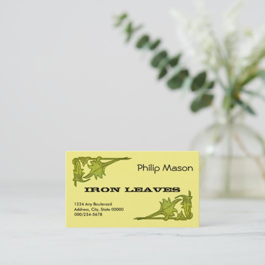 Bus. Card - Leafy Brackets in Green Visitekaartje (Staand voorkant)