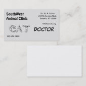 Bus. Carte - Animal Font Vétérinaire (Devant / Derrière)