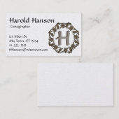 Bus. Carte - Cercle de Feuilles avec Monogramme (Devant / Derrière)