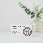 Bus. Carte - Cercle de Feuilles avec Monogramme (Debout devant)