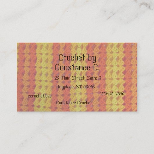 Bus. Carte - Crochet en bande orange et jaune (Devant)