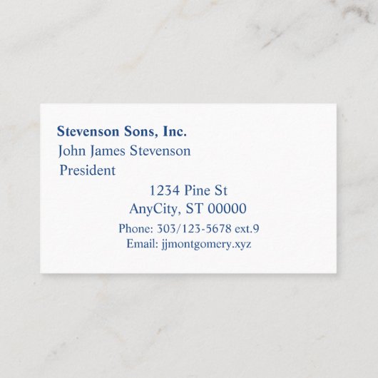 Bus. Carte - Monogramme bleu avec bordure en plan (Dos)