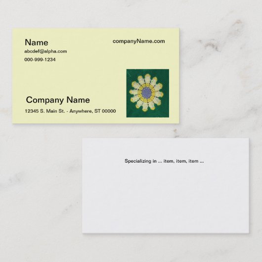 Bus. Carte - motif Crochet - Daisy (Devant / Derrière)