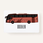 Bus cartoon illustratie badge (Achterkant)