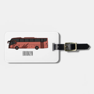 Bus cartoon illustratie bagagelabel