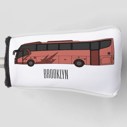Bus cartoon illustratie golfheadcover (Voorkant)