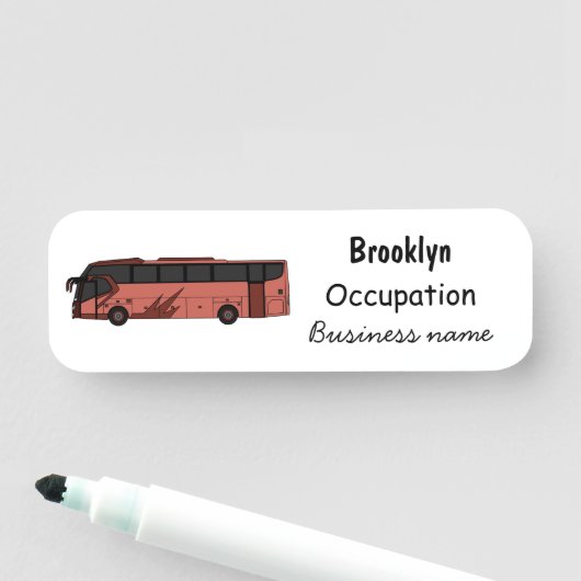 Bus cartoon illustratie naamplaatje (In situ)