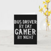 Bus Driver By Day Gamer By Night Funny Gift For Bu Kaart (Gele Bloem)
