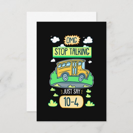 Bus Driver Omg Stop Talking RSVP Kaartje (Voorkant / Achterkant)