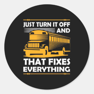 Bus-driver zet hem uit ronde sticker