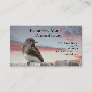 Bus. Kaart - Bird on Fence bij zonsondergang Visitekaartje