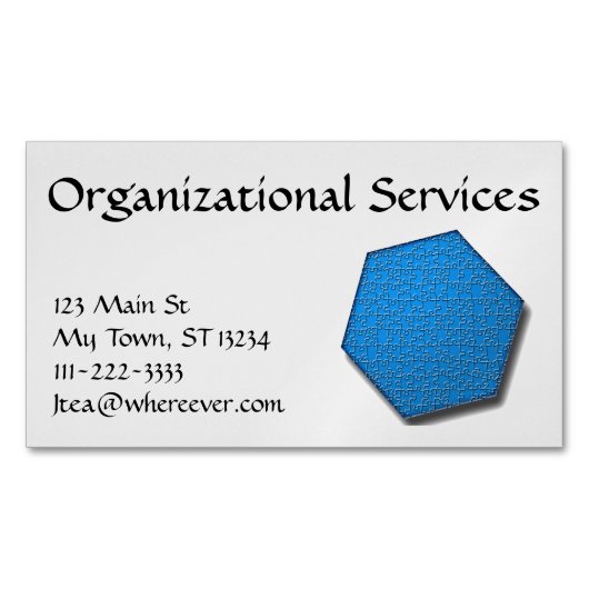Bus. Kaart (mag) - Hexagon Jig-Saw Puzzle/blue Magnetisch Visitekaartje (Voorkant)