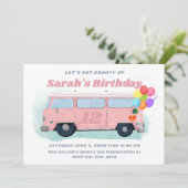  bus Retro 70s Groovy Birthday Party Kaart (Staand voorkant)