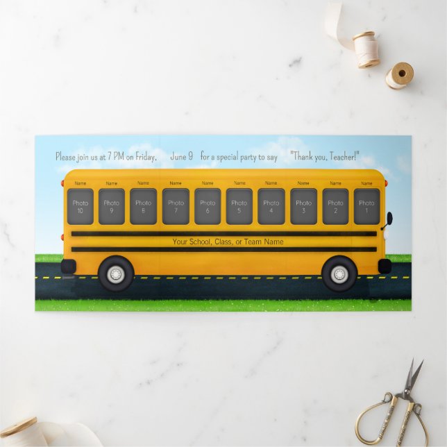 Bus scolaire 10 Photo Graduation Party Invitation (Extérieur)