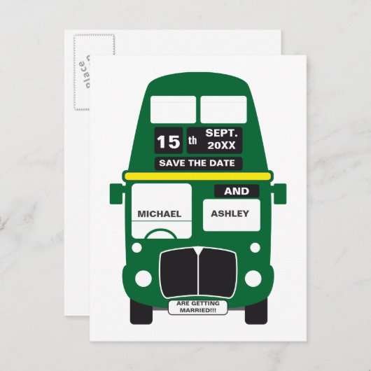 Bus vert Enregistrer la carte postale date (Devant / Derrière)