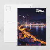 Busan Skyline Night Travel Briefkaart (Voorkant / Achterkant)