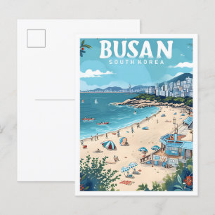 Busan Zuid-Korea kunst reisillustratie Briefkaart