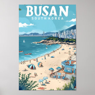 Busan Zuid-Korea kunst reisillustratie Poster
