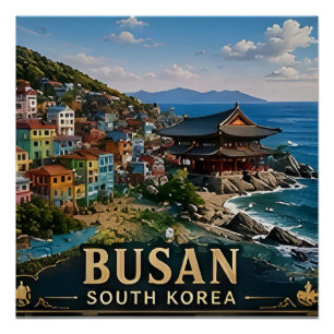 🧲 Busan Zuid-Korea Vakantieherinnering Voor Reizi Perfect Poster