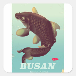 Busan Zuid-Koreaanse vintage stijl reisposter Vierkante Sticker