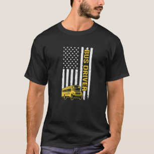 Buschauffeurs Amerikaanse vlag Schoolbuschauffeur T-shirt