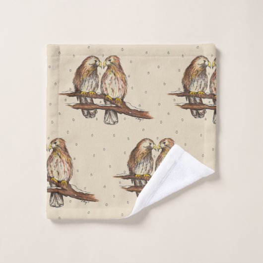 Buse à queue rouge Inséparable à observer la neige (Gant de toilette)