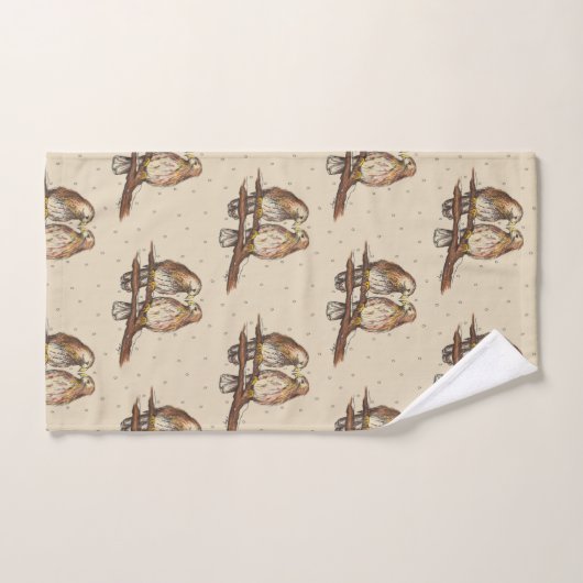 Buse à queue rouge Inséparable à observer la neige (Serviette à main)