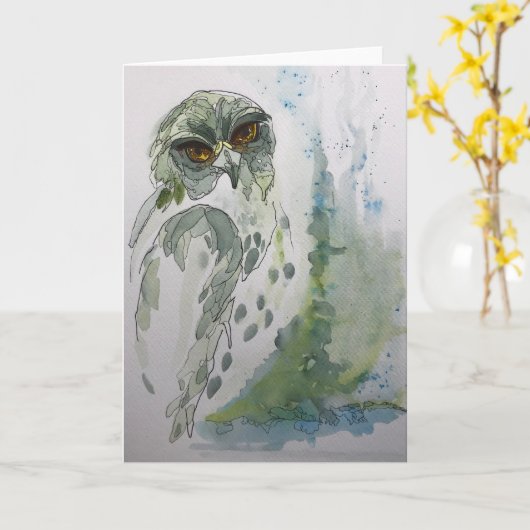 Buse à queue rousse - Carte de vœux intérieure vie (Fleur jaune)