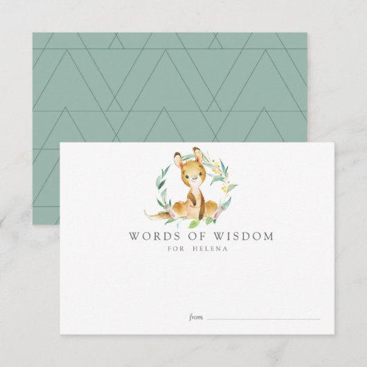 Bush Baby Kangaroo Baby shower Cartes de conseil (Devant / Derrière)