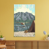 Bush Plane & Fishing - Glacier National Park, MT Canvas Afdruk (Insitu (Woonkamer))