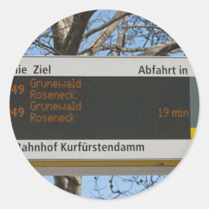 Bushaltebord in Berlijn Ronde Sticker