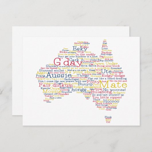 Bushfire Special Edition Aussie Slang Map Briefkaart (Voorkant / Achterkant)
