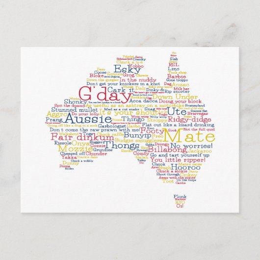 Bushfire Special Edition Aussie Slang Map Briefkaart (Voorkant)