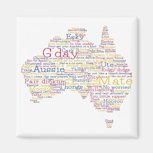 Bushfire Special Edition Aussie Slang Map Magneet (Voorkant)