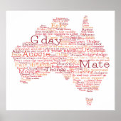 Bushfire Special Edition Aussie Slang Map Poster (Voorkant)