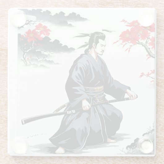 Bushido Code Samurai Meesterwerk Glazen Onderzetter (Achterkant)