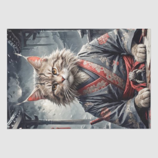 Bushido Feline Spirit - Decoupage - Tissuepapier (Voorkant)