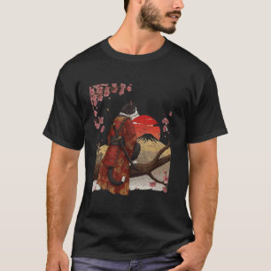 Bushido Kat Samurai Krijger met Katana en Kimono T-shirt