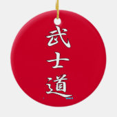 BUSHIDO SAMURAI KANJI white Keramisch Ornament (Achterkant)