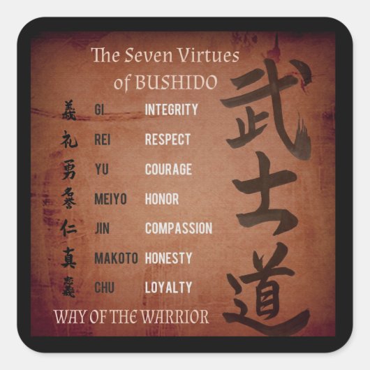 BUSHIDO VIRTUES CARRÉ STICKER (Devant)