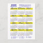 Business 2025 Kalender Modern Blauw Script Eenvoud Feestdagenkaart (Voorkant)