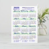 Business 2025 Kalender Modern Blauw Script Eenvoud Feestdagenkaart (Staand voorkant)