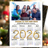 Business 2025 Kalender Modern Zwart Goud Glitter Feestdagenkaart