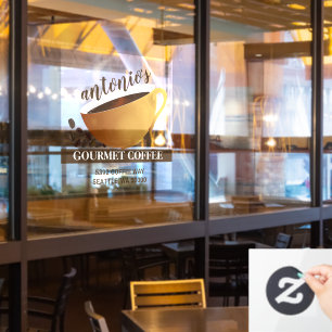 Business Address Coffee Cup Coffee Raamsticker