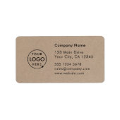 Business Address Label | Rustic Kraft Logo Sticker (Voorkant)