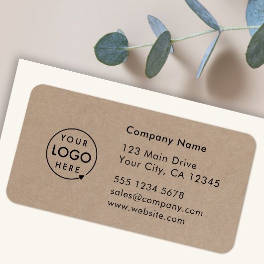 Business Address Label | Rustic Kraft Logo Sticker