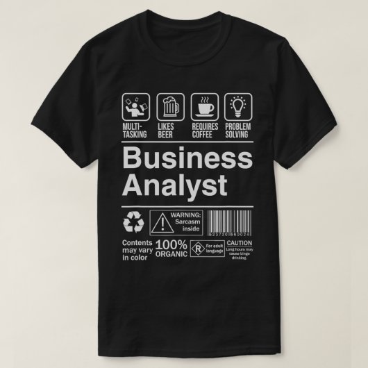 Business Analist Shopping Label Probleemoplosser T-shirt (Design voorkant)
